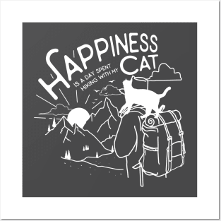 Happiness Is A Day Spent Hiking With My Cat | Hikers and Cats Lover Gift Posters and Art